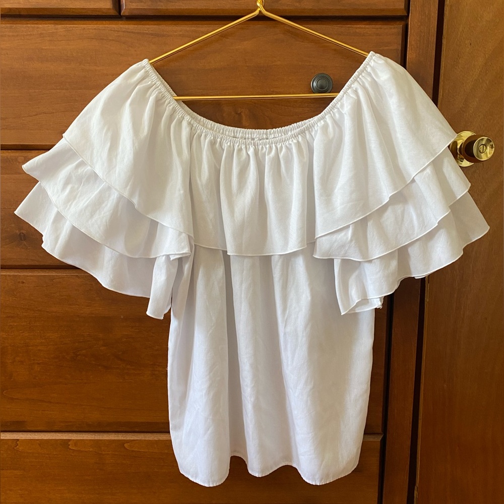 Western Collection White Off-the-Shoulder Blouse Size L